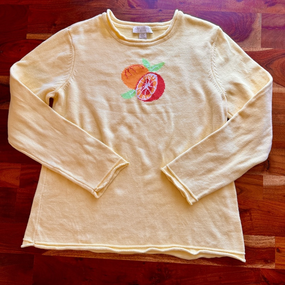 Vintage Appleseed’s Butter Yellow Fruit Cotton Sweater